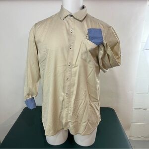 Tommy Bahama Jeans Island Crafted Men's Cream Long Sleeve Shirt Size L (494)